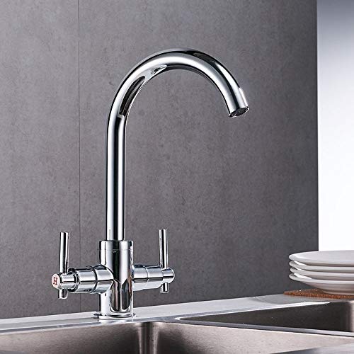 Mitigeur cuisine deux poignées anti-fuite plaque céramique