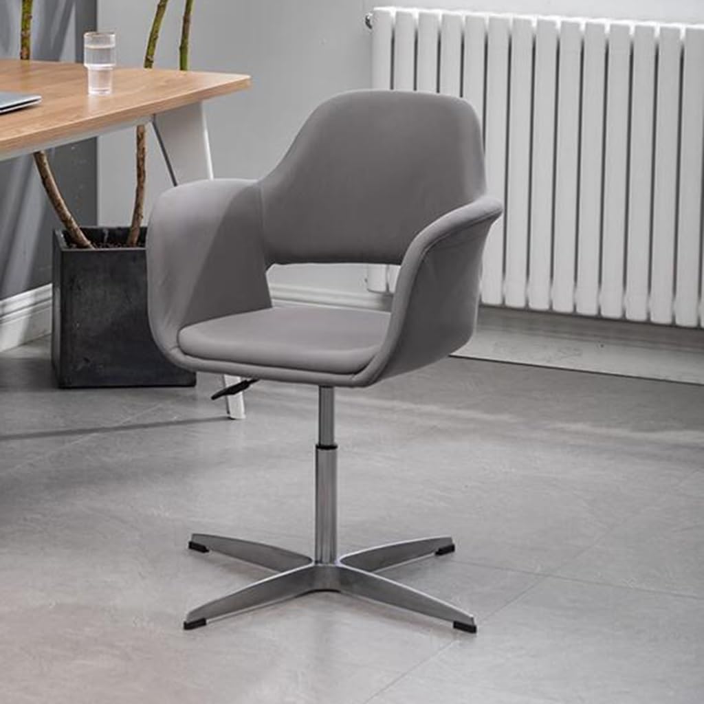 Chaise de bureau à dossier haut fixe design pieds croisés gris foncé pour étude