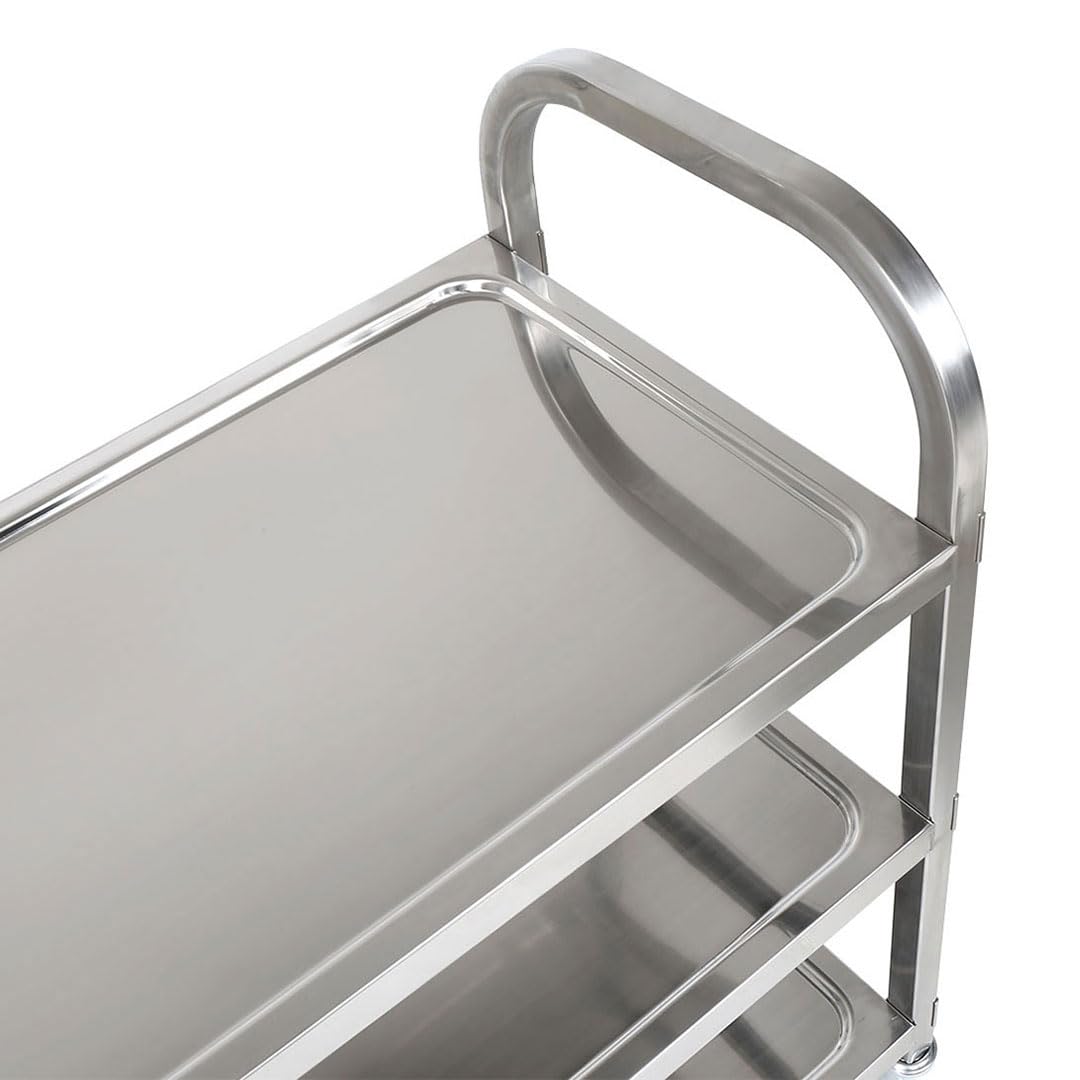 Hotsizz Carro de servicio de acero inoxidable, 72 × 40 × 82 cm, carro de servicio de postre de cocina con ruedas, capacidad de carga 150 kg