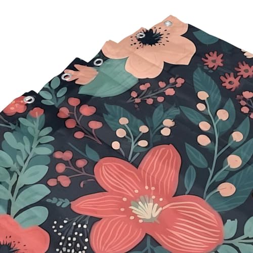 Rideau de douche pour salle de bain imperméable fleur 182x182 cm - 4
