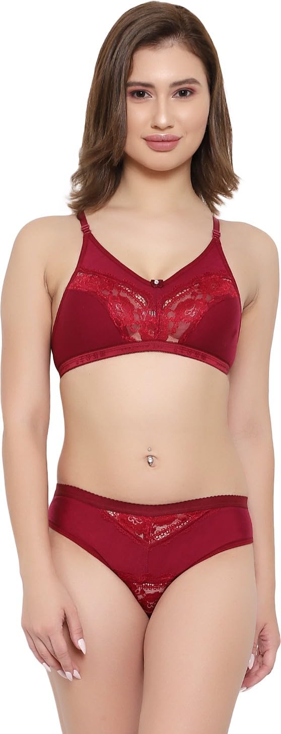 Women Stylish Cotton Bra and Underwear Set (JHA_NLM Maroon_30pt)-picture-56