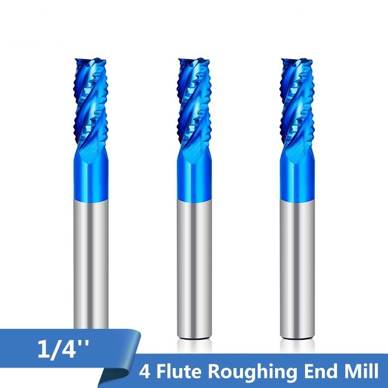 1 fresa de desbaste carburo 4 flautas con vástago 1/4'' y revestimiento azul nano, herramientas CNC, brocas espirales for enrutador