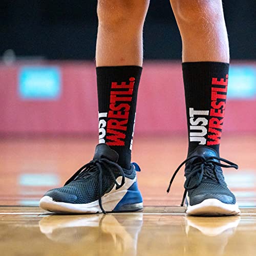 Chalktalksports Just Wrestle Woven Mid-Calf Socks | Black | Size Large #TOP3