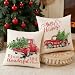 CARRIE HOME Red Truck Christmas Decor Outdoor Christmas Throw Pillow Covers 18x18 for Home Car Office, Set of 2