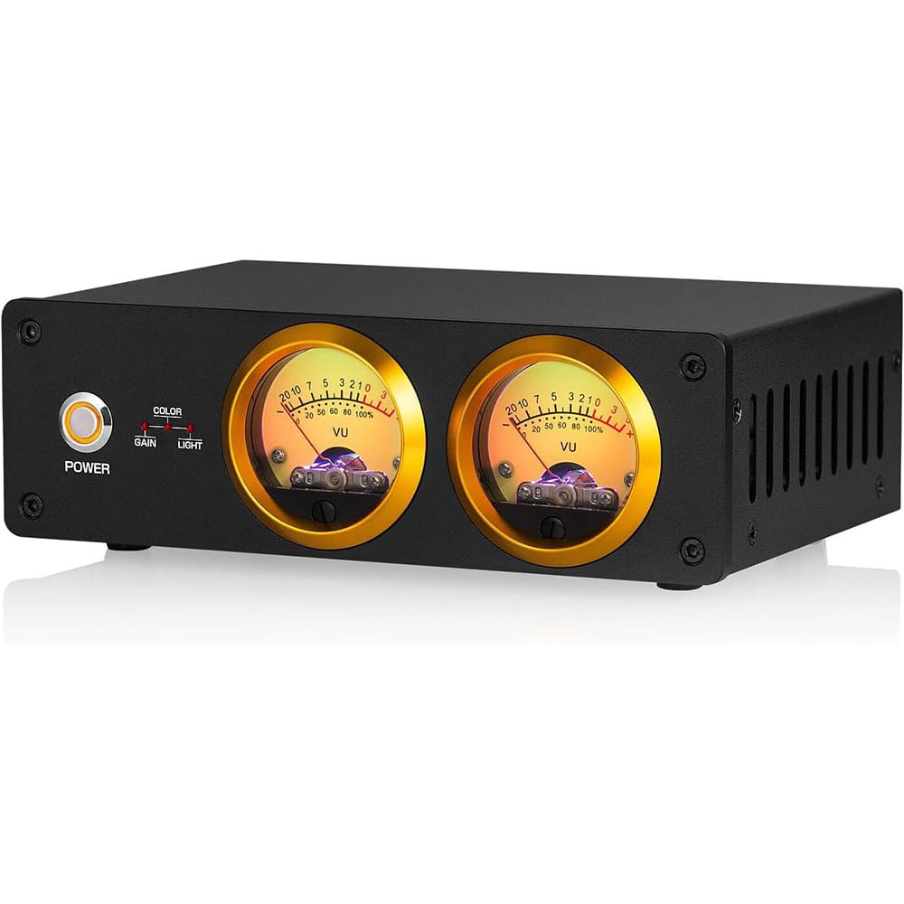 VU Meter doppio analogico con indicatore del livello sonoro RGB, ingressi MIC e LINE, pannello DB, luminosità regolabile per il monitoraggio audio home theater