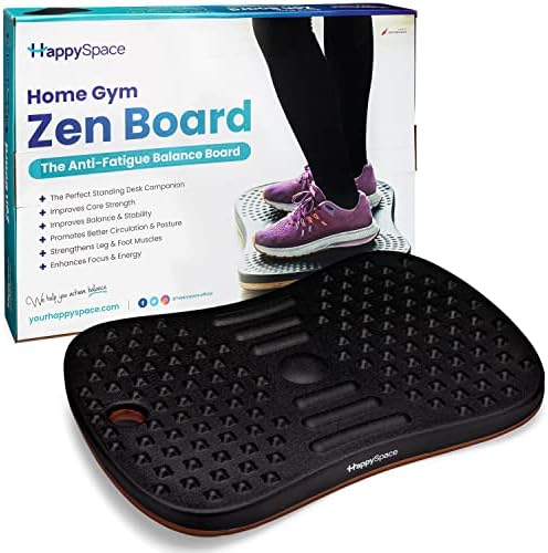 Anti-fatigue Balance Board, Standing Mat Desk Workout Equipment, Standing Desk Balance Trainer for Home or Office, Improve Posture and Circulation, Reduce Stiff Muscles from Happy Space by Hotbrands Anti-fatigue Balance Board, Standing Mat Desk Workout Equipment, Standing Desk Balance Trainer for Home or Office, Improve Posture and Circulation, Reduce Stiff Muscles from Happy Space by Hotbrands