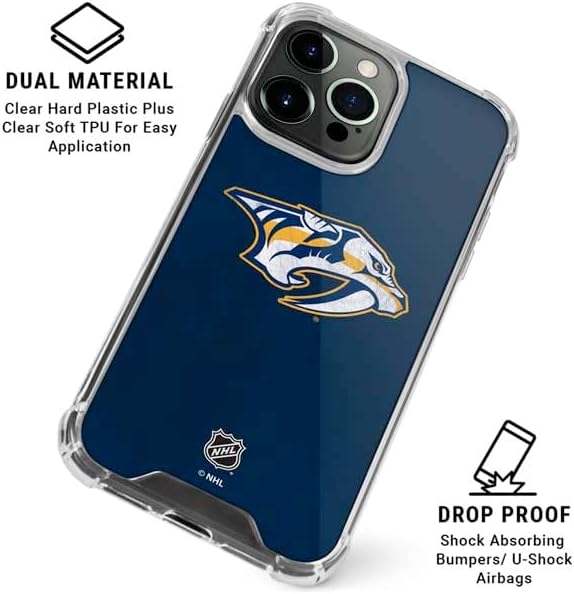 Skinit Clear Phone Case Compatible with iPhone 16 Pro - Officially Licensed NHL Nashville Predators Distressed Design