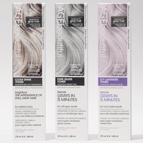 Image of AGE beautiful Hair Toner for Gray Hair, 5-Minute Demi Cream Toner, Neutralizes Yellow Tones, Blends & Enhances Soft Gray, Ammonia-Free Professional Color for Shine