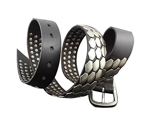 Pin Buckle Mens Rocker Punk Biker Metal Sequin Real Leather Belt Waistband Gift #TOP1