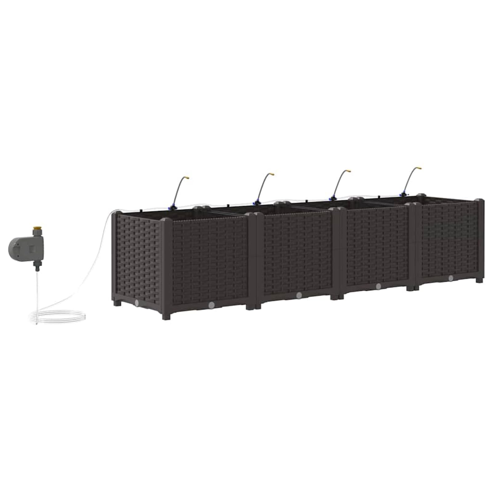 Geecher Vaso da Giardino 4 Pezzi, con Sistema di irrigazione Integrato, 160x40x37,5 cm, in Acciaio, per Esterni, Ideale per Principianti e Appassionati di Giardinaggio