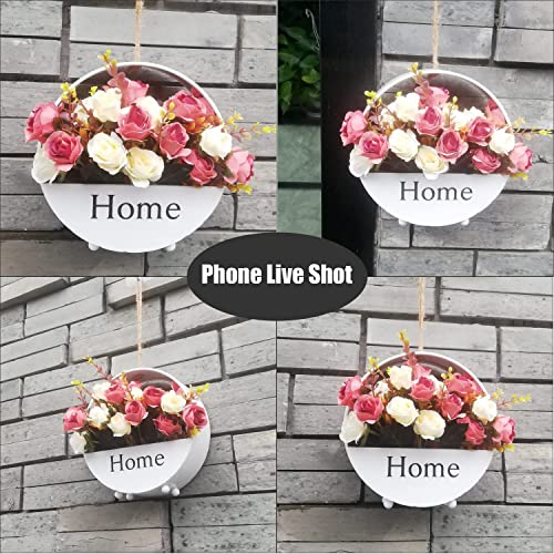 Gosyfeti Rustic Artificial Flowers Wall Decor, Hanging Wall Decor For Flower, Silk Roses In Basket For Home Indoor Outdoor, Plants Flower Basket Garden Yard, Wedding Decor Porch #TOP2