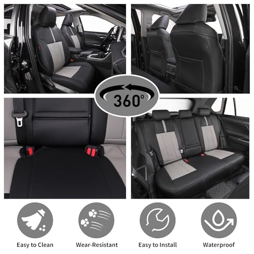 Image of EKR Rav4 Seat Covers Custom Fit for Toyota Rav4 2016 2017 2018(Hybrid) LE,SE,XLE,Limited, Leather Car Seat Cover Full Set for SUV,Faux Leather(Black+Light Gray)