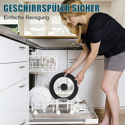Akicderu Universaldeckel 2er-Set, Pfannendeckel, Glasdeckel für 18/20/22 cm und 24/26/28 cm Töpfe und Pfannen… – Ansicht 6