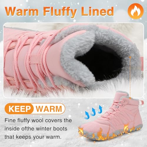 Image of Womens Mens Barefoot Boots Shoes Minimalist Winter Snow Boots Warm Ankle Booties Zero Drop Sole Wide Toe Box Slip on Sneakers