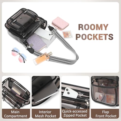 Clear Purse, PVC Clear Crossbody Bags for Women Heavy Duty Transparent Bag for Stadium Events See Through Concert Bag4