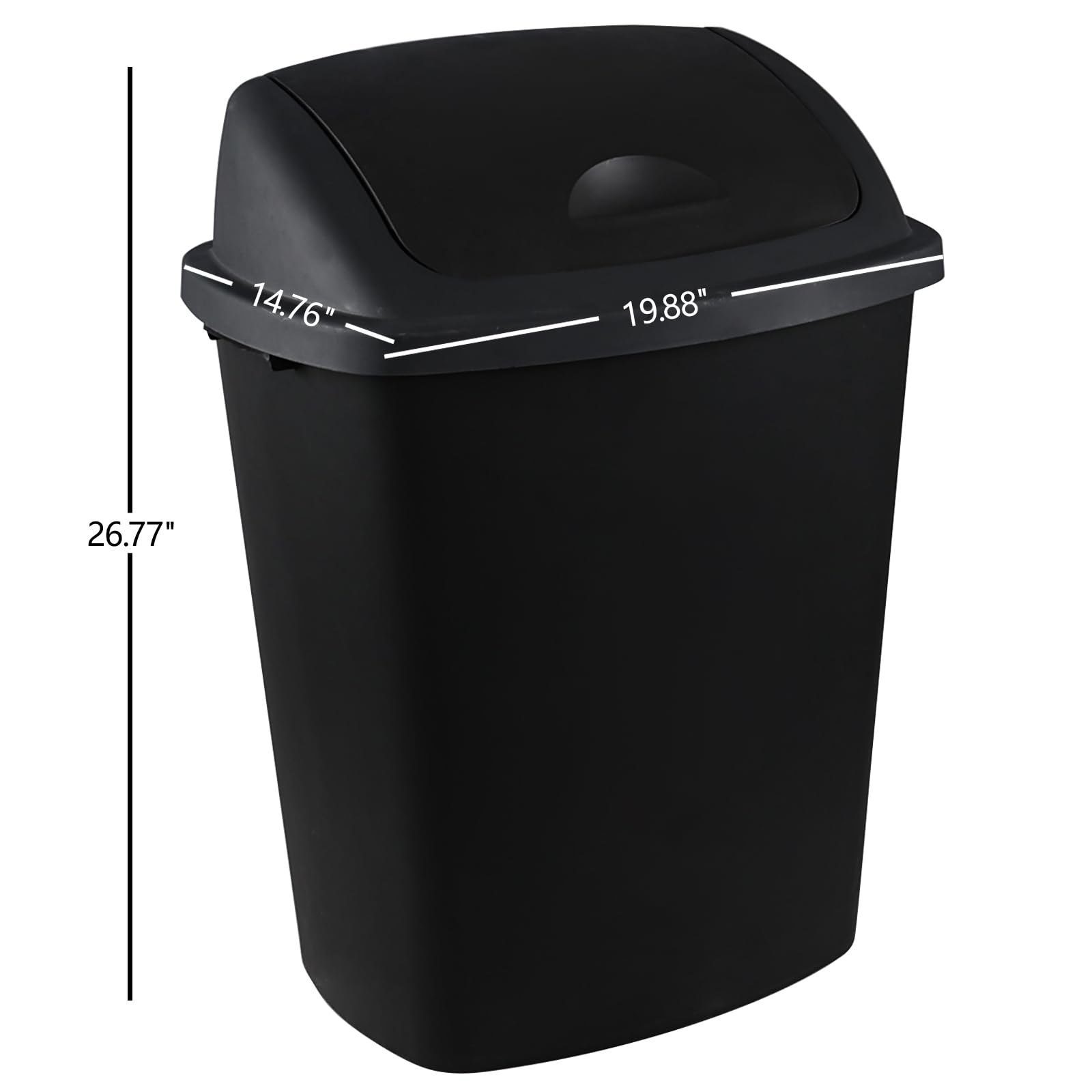 Teyyvn 18 Gallon Tall Plastic Kitchen Trash Can with Swing Lid, 4 Pack Large Plastic Swing Top Waste Bin, Black