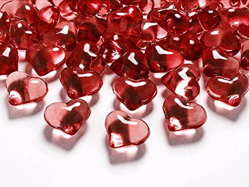 PartyDeco AH2-21-007-KARTON - 30 cristales de PVC con forma de corazón, rojo Cover