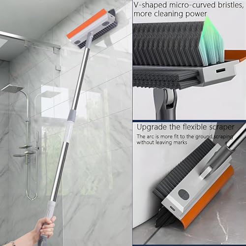 Image of Bathroom Cleaning Brush with Wiper, 3 in 1 Tiles Cleaning, 180 Rotating Floor Scrub with Long Handle (Type-1)