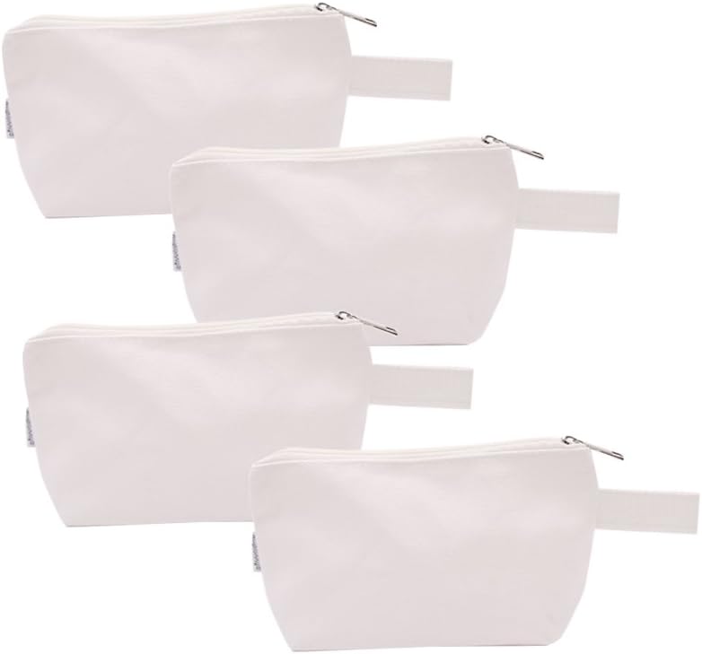 Augbunny 100% Cotton 16oz Heavy Duty Multi-Purpose Canvas Zipper Cosmetics Makeup Travel Toiletry Organizing Pouch 4-Pack