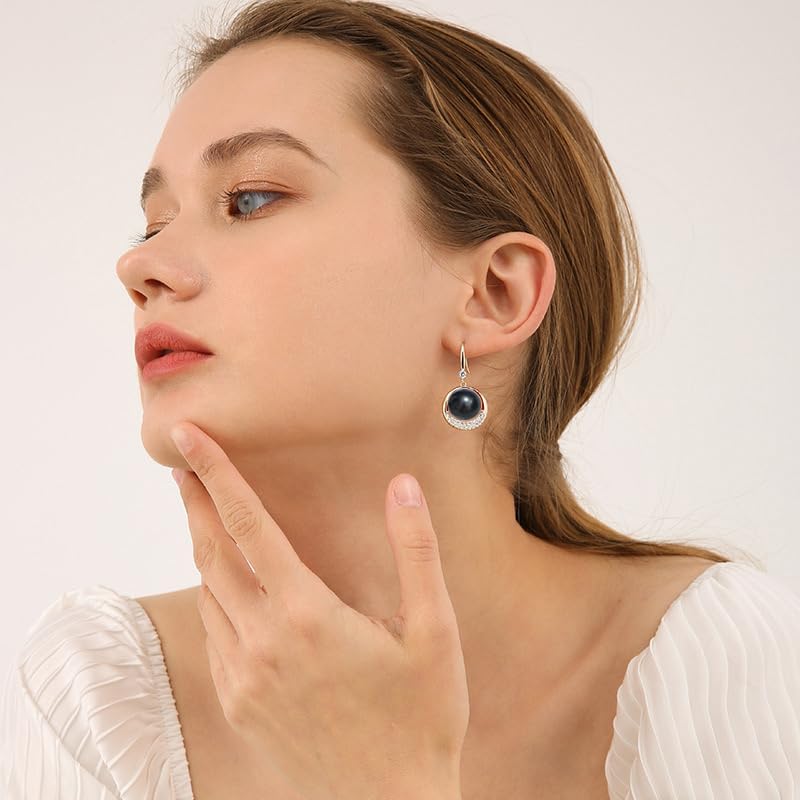 Gift for Wife -Pearl-Earrings-Gifts for Women- Wedding Birthday Anniversary-Mom Her Mothers Day Valentines Day Christmas-Sterling Silver Plated 18K Gold Pearl Dangle Earring Fine Jewelry - Image 5