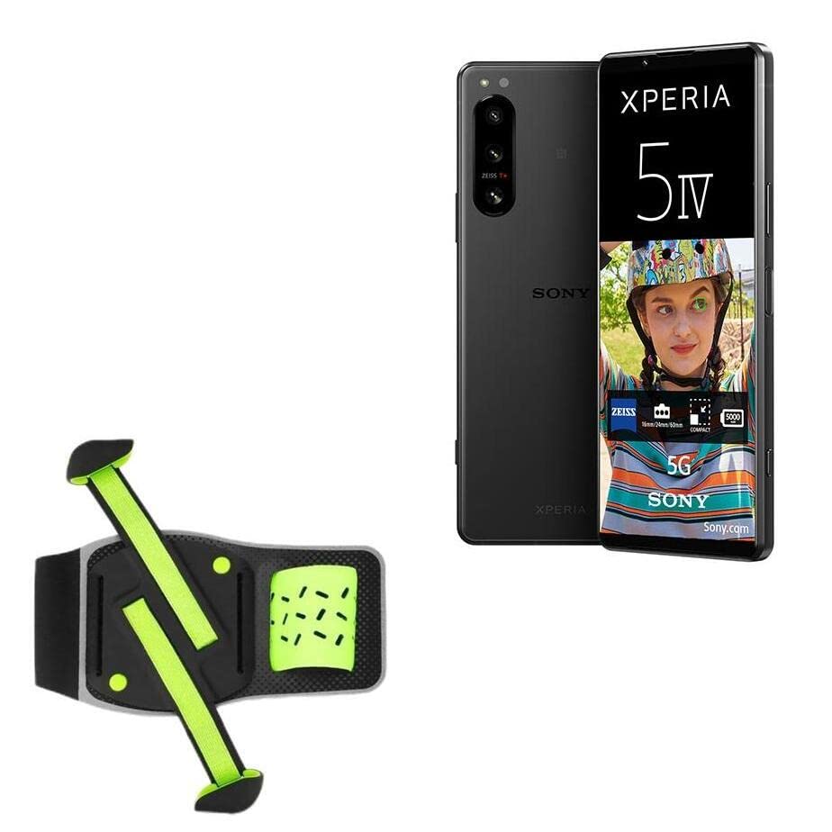BoxWave Holster Compatible with Sony Xperia 5 IV - FlexSport Armband, Adjustable Armband for Workout and Running - Stark Green
