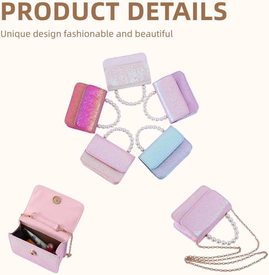 Girl's purse,Fashion PurseHolographic Mini Crossbody Purse, Faux Pearl Handle Shoulder Bag