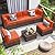 Poteban Patio Furniture Set, 7 Pieces Outdoor Modular Conversation Set Wicker Sectional Sofa for All Weather Rattan Patio Couch for Porch Garden Backyard Balcony Poolside (Orange)