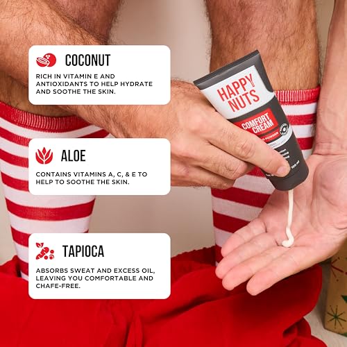 happy nuts comfort cream deodorant for men anti-chafing sweat defense odor control aluminum-free mens deodorant amp hygiene products for men39s private parts 34oz original