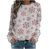 Christmas Sweatshirt Womens,Merry and Bright Christmas Tops Cute Pullover Shirt Crewneck Pullover Lo