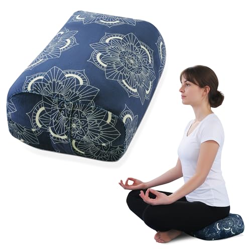 MABOZOO Yoga Bolster Pillow Rectangular Yoga Bolster for Restorative & Meditation Professional Meditation Cushion with Carry Handle