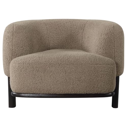Sillón elegante tapizado color champiñón miniatura 3