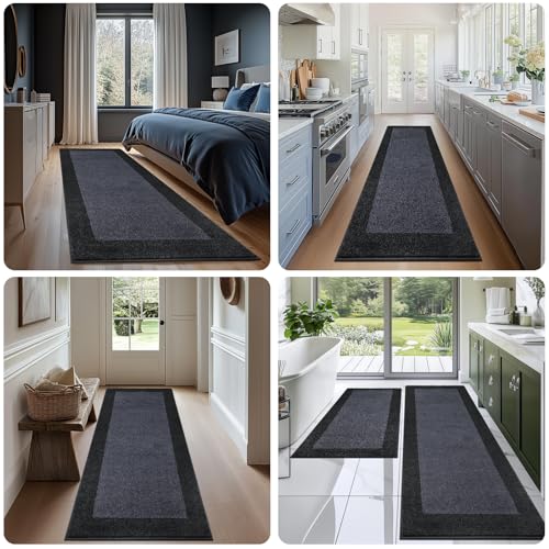 Image of Machine Washable Runner Rug 32 inch x 168 inch, Non Slip Kitchen Rug for Floor, Absorbent Entrance Rug for Hallway, Bedroom, Living Room, (Roll Packing)