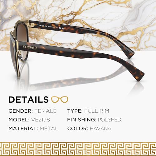 Versace VE2198 Phantos Sunglasses for Women – Metal Frame with Temples, eShades Eyewear Kit Included2