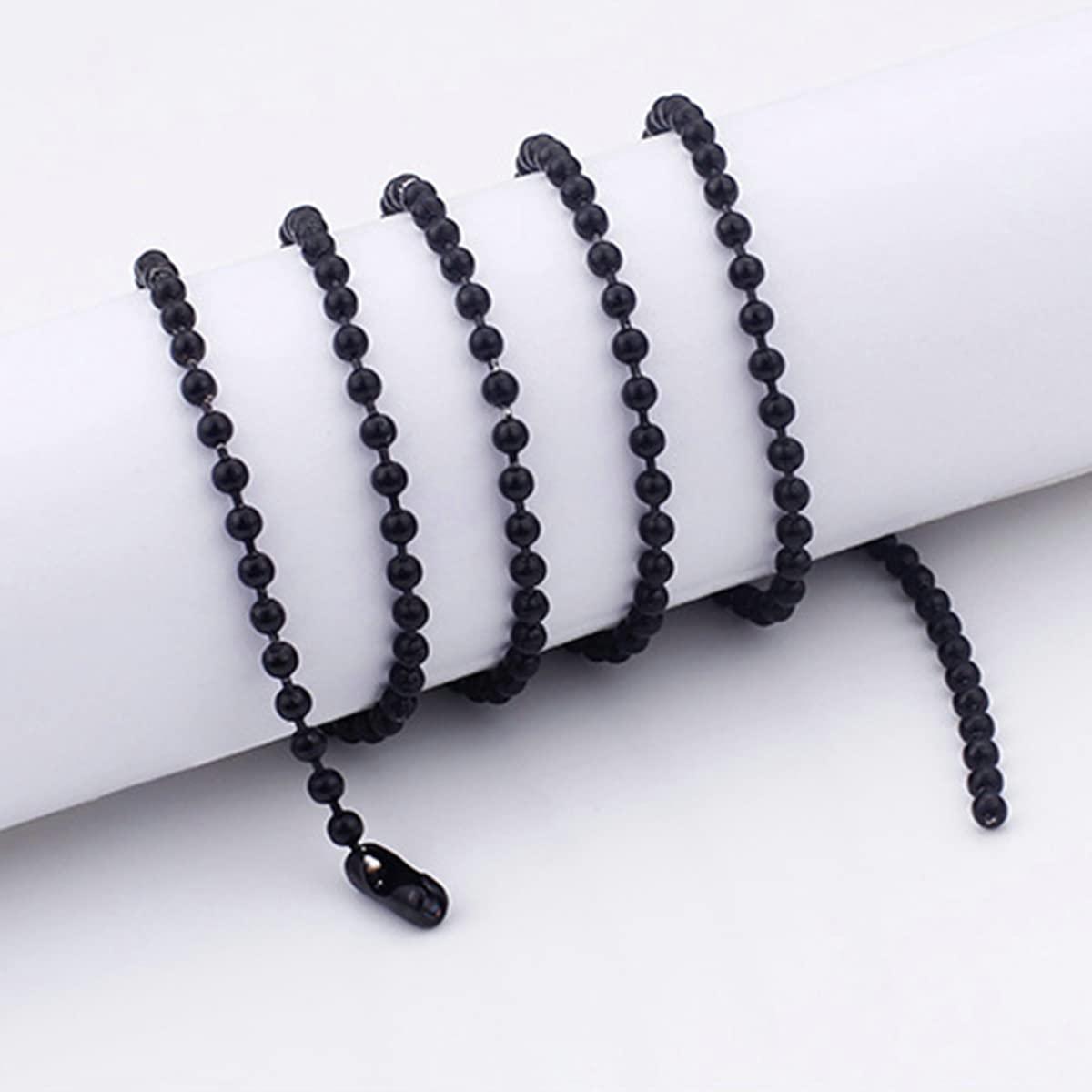 Bola de Cuentas de Acero Inoxidable, Collar de Enlace de Cadena Negra para Mujeres 45cm-76 cm