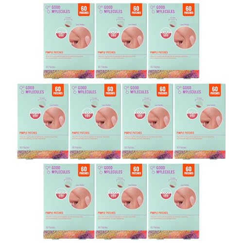 Image of Good Molecules Pimple Patches Pack of 10 - 600 Patches (60x10) | Ultra-Thin Hydrocolloid Patches for Concealing Blemishes & Spots