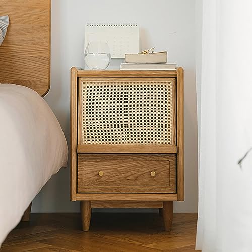 Moderna mesa auxiliar de madera con cajón y estante de almacenamiento para dormitorio y sala de estar