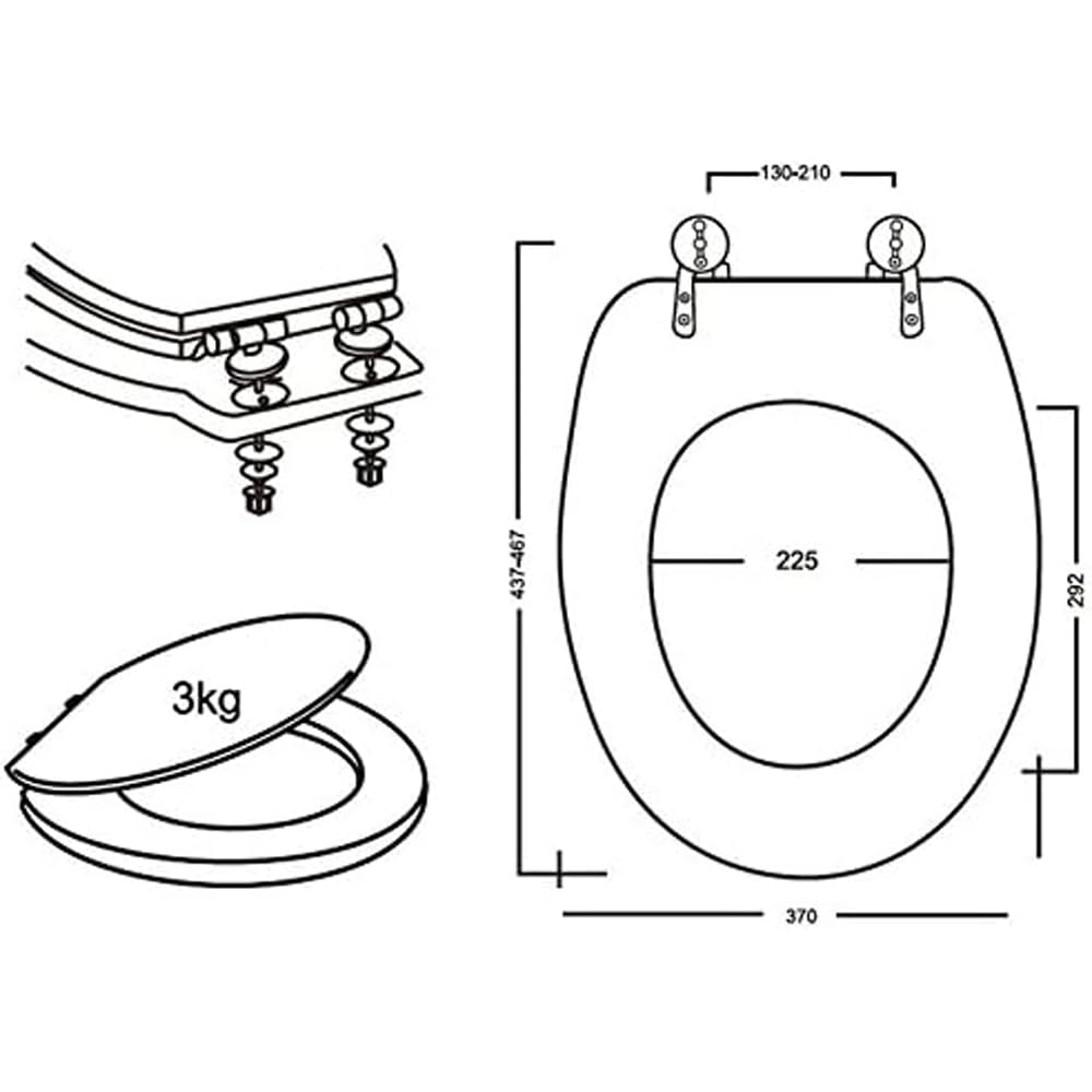 FERIDRAS 183031 Copriwater, Legno, Rovere Sbiancato, 5x37x45 cm