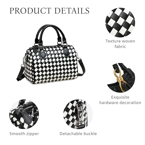 Vegan Leather Woven Shoulder Bag for Women,Mini Boston Purses and Handbags,Braided Underarm Crossbody2