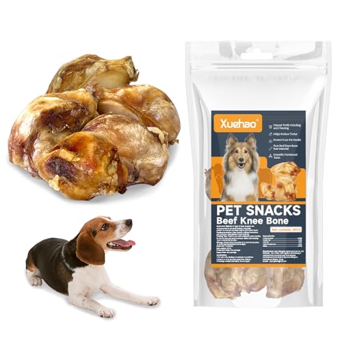 Natural Beef Knee cap Bones for Dogs Cow Knee Caps Long Lasting Natural Dog Bones for Small Large and Medium Breed Dogs Long-Lasting Chews Protect Your Dogs Teeth-4 Pack