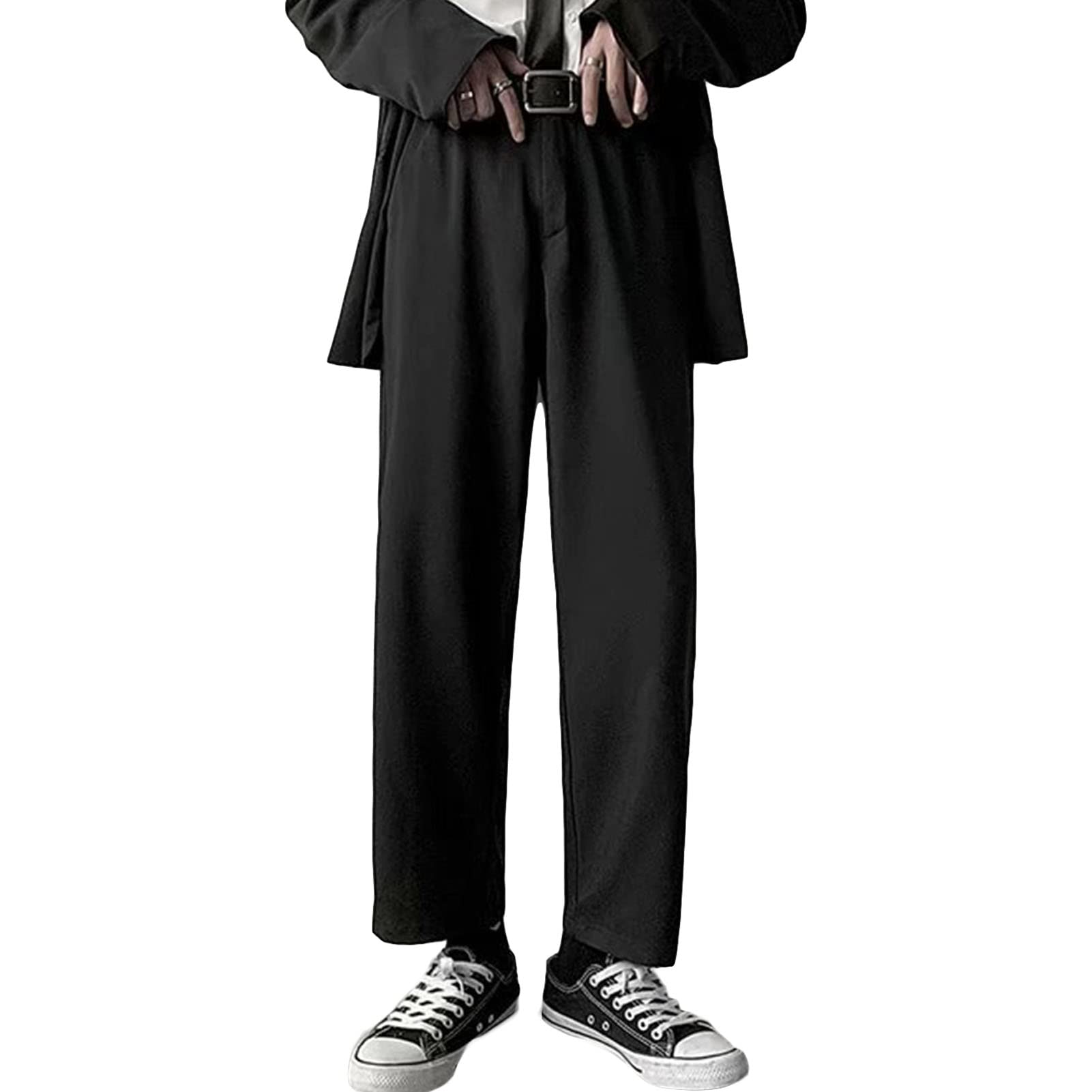 Mens Stretch Dress Pants Wide Legs Suit Pants Stretch Wrinkle Resistant Pants Classic-Fit Flat-Front Dress Pant