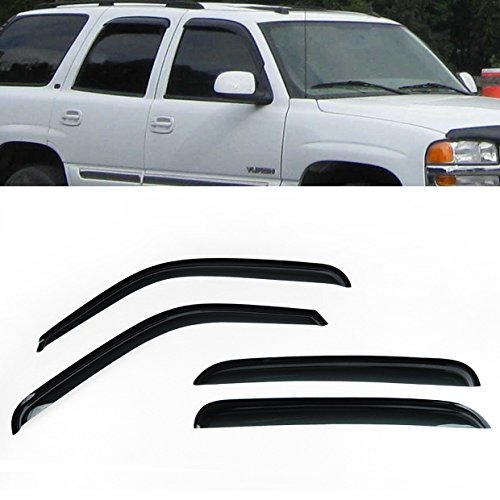 Set of 4Pcs Smoke Window Visors Sun Vent Shields Deflectors Fit for 2001-2006 GMC Sierra Chevrolet Silverado Crew Cab