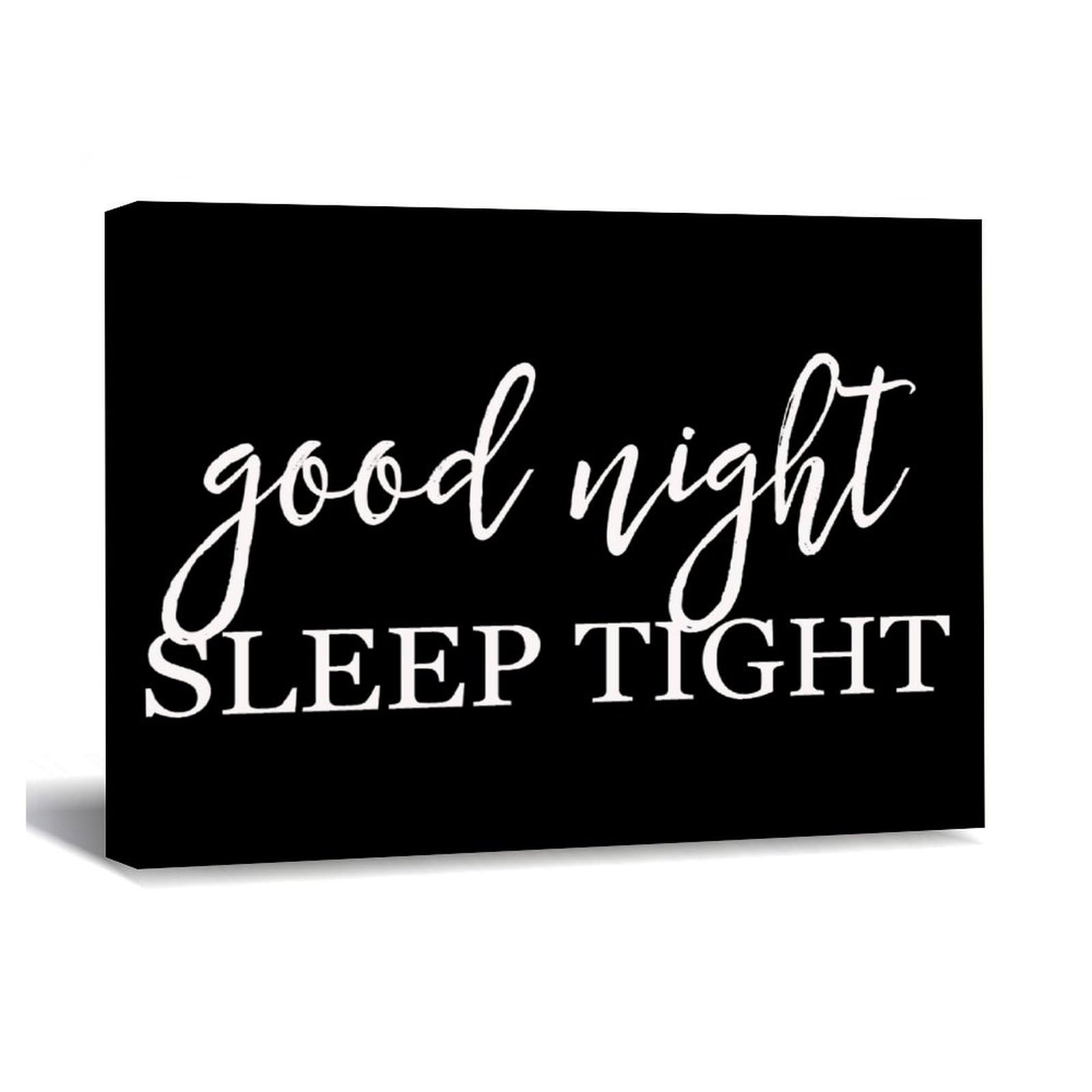 Luijorgy Style-8 Good Night Sleep Tight Canvas Print Pictures Artwork Decoration Bible Verse Quotes Saying Canvas Wall Art Ready To Hang For Living Room Bathroom Bedroom Office Housewarming Gift 20X16in