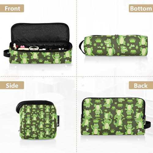 Bolso de viaje para herramienta de cabello con tapete resistente al calor desmontable para planchas grandes, estuche de viaje para planchas, rizadores, diseño divertido de cocodrilos en verde para mujeres miniatura 5