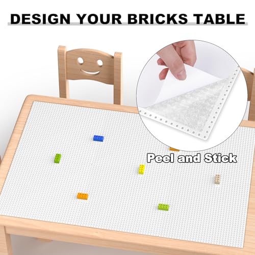 Image of Pokiiulk Classic Baseplates, Peel and Stick Base Plates for Building Bricks, Compatible with Major Brands, Self-Adhersive Base for Bricks 10 inch x 10 inch, 6 Pack White