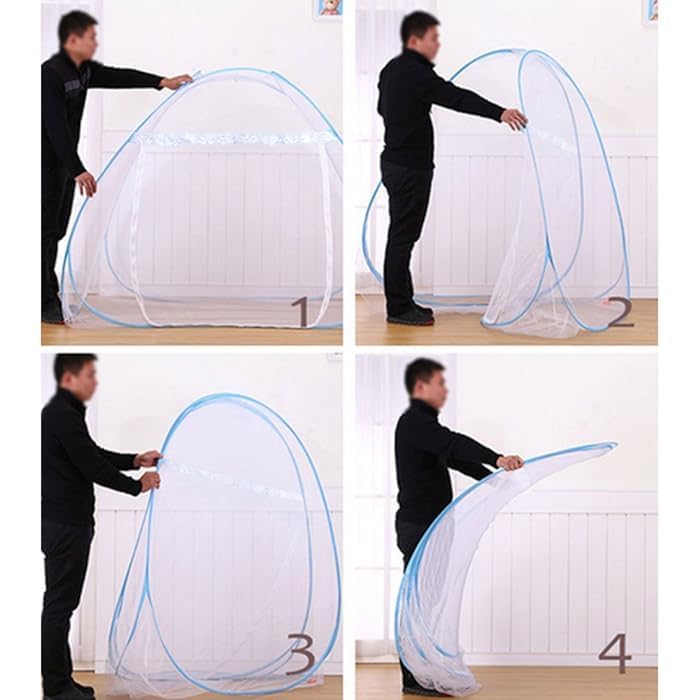 Image of Mosquito Net for King Size Double Bed | Double Door Zipper | Ultra Fine High-Density Mesh | Strong Spring Steel Frame | Breathable, Washable 78 x 72 Inch| (Double Bed)