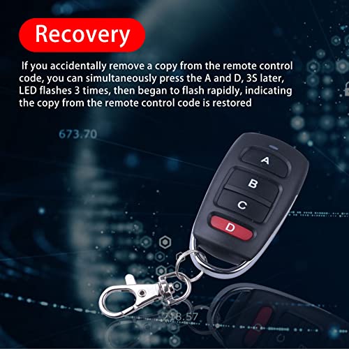 5 Packs Cloning Remote Control Keychain, Universal 433 MHZ Replacement Garage Door Electric Gate, Duplicates Original Remote Controls for Vehicle Central Locking Systems, Electronic Garage Doors