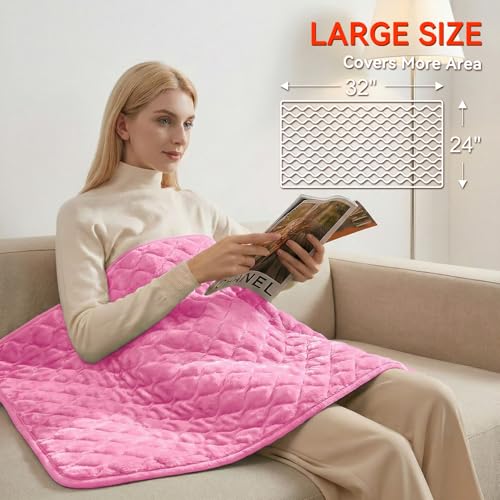 Image of King Size Heating Pad for Back Pain 32 inchx24 inch Extra Large Electric Heating Pad for Period Cramps Relief & Body Neck Shoulder Auto Shut Off Heat Pad Temperature Settings Machine Washable Pink