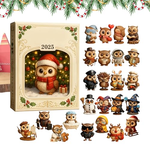 クリスマス カウントダウン おもちゃ | 二次元 フラット アクリル オーナメント,24日 フクロウ ペンダント カウントダウン カレンダー - 男性 女性 男の子 女の子 若者 10代 妻 夫 息子 娘 家族 友達 向け
