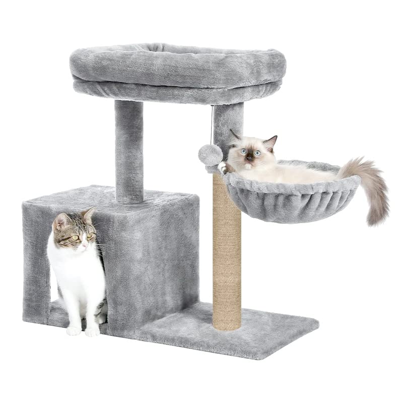 Image of Cat Tree with Scratching Posts, Hammock and Perches (Grey - FURR-30)