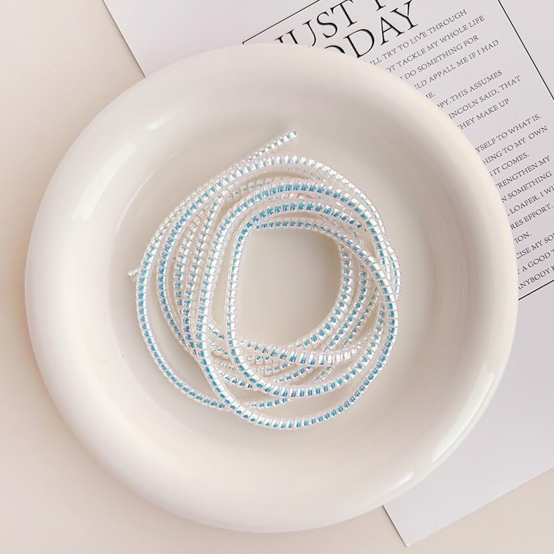 5pcs Laser Spiral Cable Protectors - Charger/USB Data Cable Sleeves | Headphone Cord Savers for Phones, Earphones | Pet Chew Prevention, Durable Cable Guards | Essential Cord Accessories (White) image 4